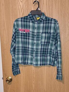 NWOT Women's Netflix Stranger Things WSQK Radio Cotton Crop Flannel XXS (0)